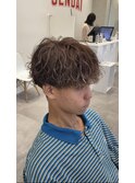 ツイストスパイラルマッシュ刈り上げツーブロックメンズパーマ