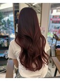 レイヤーカット/ブリーチなし/ワインレッド/プレミアムカラー