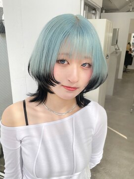 ジーナ オモテサンドウ(XENA) 水色カラー×デザインカラー×裾カラー×グラデーションカラー