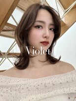 バイオレット 表参道店(Violet) くびれミディアムレイヤーボブダークブラウンモカブラウンID-2