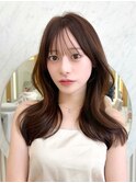 小顔見え◎顔まわりカット×透明感ベージュミディアム