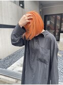 オレンジ　ボブ　ハイトーンボブ　ケアブリーチ