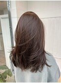 セミロングレイヤーカット艶髪/美髪スタイル/アースカラー