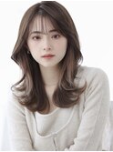 レイヤーロングアッシュカラーくびれヘア前髪カタログ