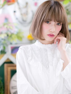 カバーヘア イヴ 戸頭店(COVER HAIR EVE) くすみベージュ内巻きワンカール前下がりボブc6戸頭20代30代40代