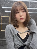 サイン 渋谷(SIGN)&nbsp;韓国ボブハッシュカットレイヤーカットグレージュブリーチ無し