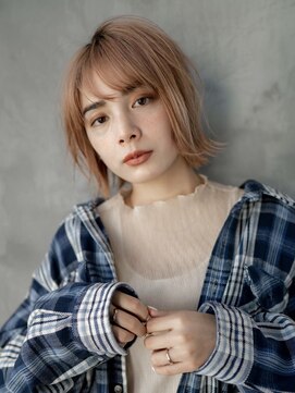 ギークス(GEEKS) 【GEEKS渋谷】レイヤーボブ/オレンジベージュ/冬カラー/20代30代