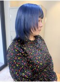 ◯ペールブルー×レイヤーカット×裾カラー