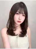 ミディアムレイヤーカット艶感イメチェンワンカールうるツヤ黒髪