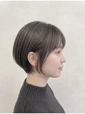 30代40代◎ハイライト白髪ぼかし小顔ひし形ショートボブ