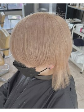 アジールヘア 所沢プロペ通り店(agir hair) セミディシアーカラーカールペールベージュウルフ美髪所沢練馬