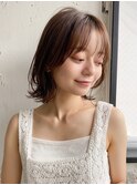 前髪 ネビージュ ボブルフ 黒髪 ワンレン 小顔 "