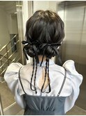 個性派ツイン/ツインお団子/参列/結婚式/お呼ばれヘア