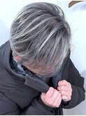 メンズホワイトバレイヤージュ×ブリーチ２回