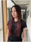 ワインレッドくびれヘアアプリコットオレンジ夏のヘアアレンジ