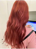 艶髪ウェーブ/髪質改善/透明感カラー/オレンジピンク