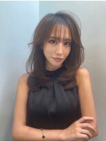 ユーレルム(U-REALM) セミロングレイヤー/シースルーバング/オリーブベージュ