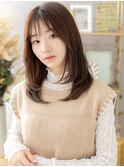 シンメトリー小顔ミディアムレイヤーカットh4戸頭20代30代40代