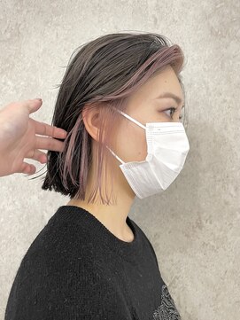 サンク 原宿 表参道(cinq) ダブルカラーケアブリーチインナーカラーイルミナカラーミニボブ
