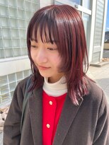 ブーム(BOOM)&nbsp;顔まわりレイヤー×ブリーチなしチェリーブラウン