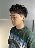 メンズショート 短髪パーマ ブラウンショート