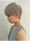 ミルクティーアッシュグレージュレイヤーボブショートウルフボブ