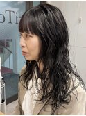 くびれヘアアプリコットオレンジ夏ハイライトカラー