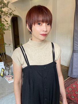 ヘアーアイスカルテット(HAIR ICI QUARTET) 大人可愛い小顔ショート 赤カラー×ブリーチなし暖色