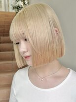 サンク 原宿 表参道(cinq) 切りっぱなしボブハイトーンカラーナチュラルボブブロンドカラー