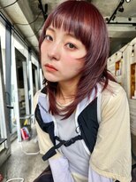 ノラジャーニー(NORA Journey) 【阿形】ハッシュカットミディアムレイヤーカットチェリーレッド