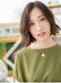アシンメトリーかきあげ前髪くせ毛風ボブa北浦和20代30代40代