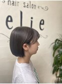 【ブリーチなしカラー】切りっぱなしボブ×グレージュ relie