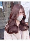 ピンクパープル×韓国風カット