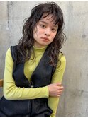 デジタルパーマ ブルーブラック イメチェン レイヤー パーマ