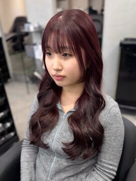 ジエクトカナウ 大阪梅田店(The Ect canow) 【顔周り似合わせカット】姫カットレイヤー/チェリーレッド