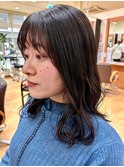 無造作ウェーブ×黒髪暗髪20代30代40代大人可愛いセミディ