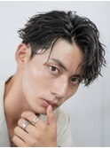 かきあげセンターパート縦落ちツイストスパイラルパーマ原宿30代