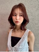 中川智帆/イメチェンヘアスタイル/ピンクベージュ/前髪