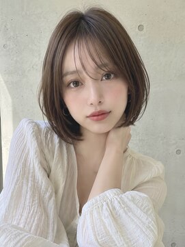 ノア 三宮店(NOA) 大人可愛い丸みボブ×シースルーバング×透明感ブラウン