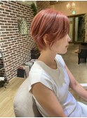 大人かわいいショートブリーチピンクベージュカラー♪