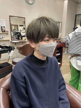 ハピネス 王寺店(Happiness) ハンサムマッシュ 刈り上げショート シースルー アッシュカラー