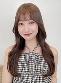 顔周りレイヤーカットくびれヘアミルクティーベージュカラー