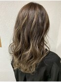 ミルクティーベージュロングレイヤーイメチェン前髪所沢韓国