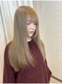 ハイトーングレージュ×ワンレンロング