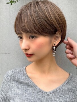 サンド 名古屋(sand) アプリコットオレンジくびれヘアハイライトカラー名古屋ショート