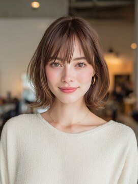 フラテロ(fratello) ミディアムボブ/ブラウンベージュ/艶髪