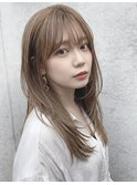 ブリーチなしシフォンベージュレイヤーカット