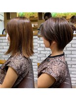 アヴァロン(AVALON)&nbsp;白髪ぼかしハイライト/ひし形ショート【mag佐藤】