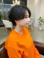 ショートオンリーサロントス(short only salon TOSS) 黒髪ハンサムマッシュ耳掛けショート