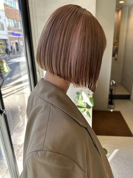 ヘアー アイス ルーチェ(HAIR ICI LUCE) 切りっぱなしボブ　アンブレラカラー　ピンク　ベージュ　西田